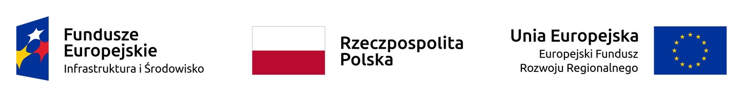 Logo Fundusze Europejskie, infrastuktura i środowisko, Flaga Rzeczpospolita Polska, Flaga Unii Europejskiej, Europejski Fundusz Rozwoju Regionalnego